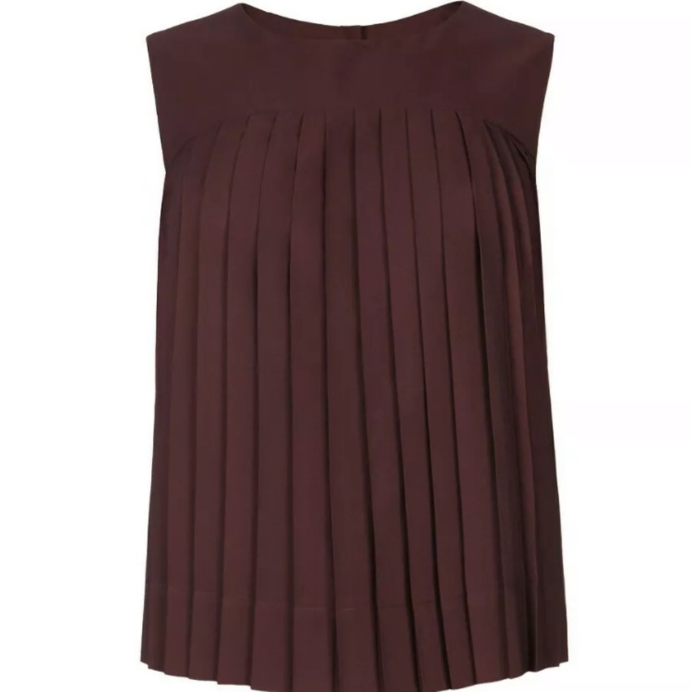 All Saints Raegan Pleated Blouse, Oxblood, Sz US 8